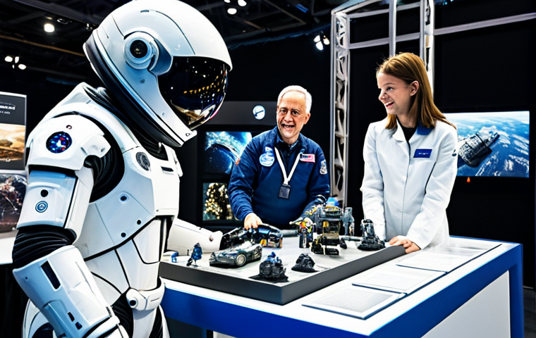 **

"A bustling space exploration fair, showcasing interactive exhibits, futuristic spacesuits, and robots, fully clothed attendees interacting with displays, safe for work, appropriate content, family-friendly, perfect anatomy, natural proportions, high quality photography."

**