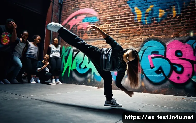스트리트 댄스 배틀 축제 - **Dynamic Street Dance Battle in an Urban Alleyway**
    Generate an image of two street dancers, on...