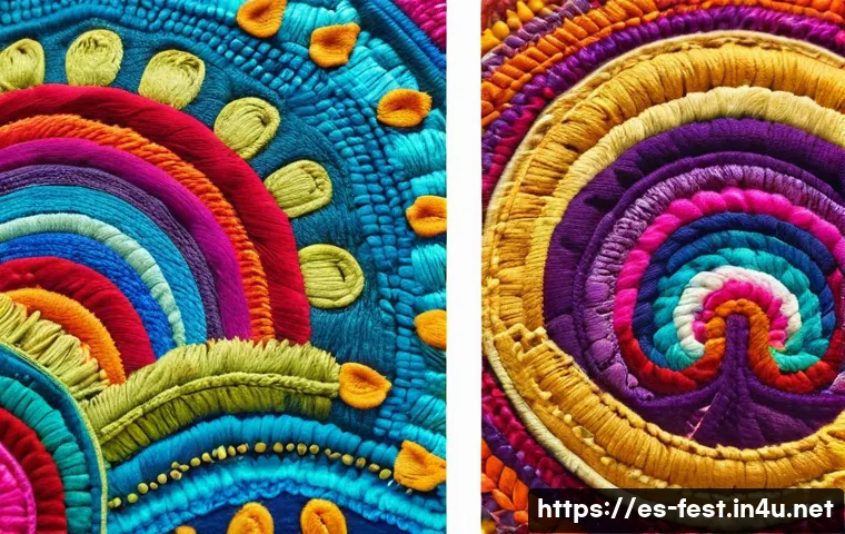 손뜨개   자수 페스티벌 - Here are three image generation prompts in English, designed to capture the essence of a vibrant tex...